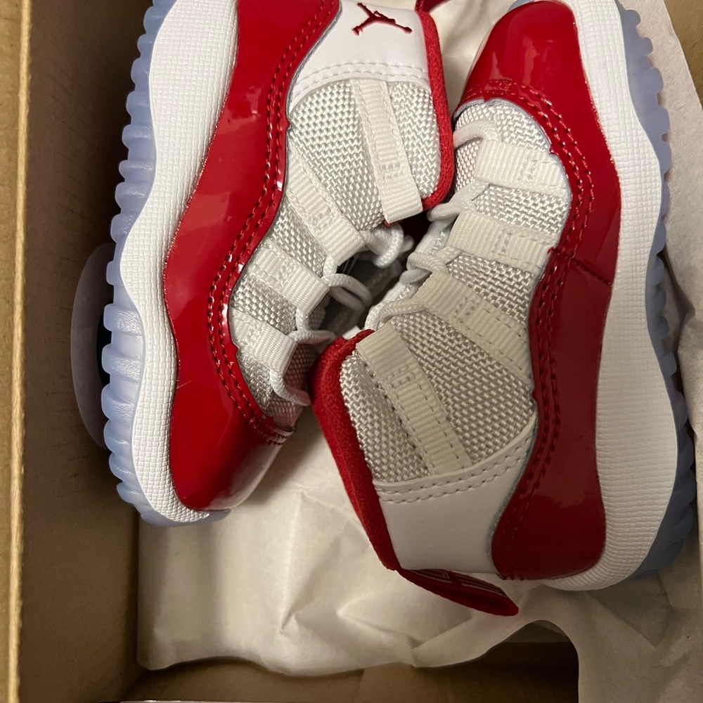 SHIPS NOW! TD Air Jordan 11 XI white varsity red Cherry 378040-116 size 4c - 10c - Picture 11 of 12